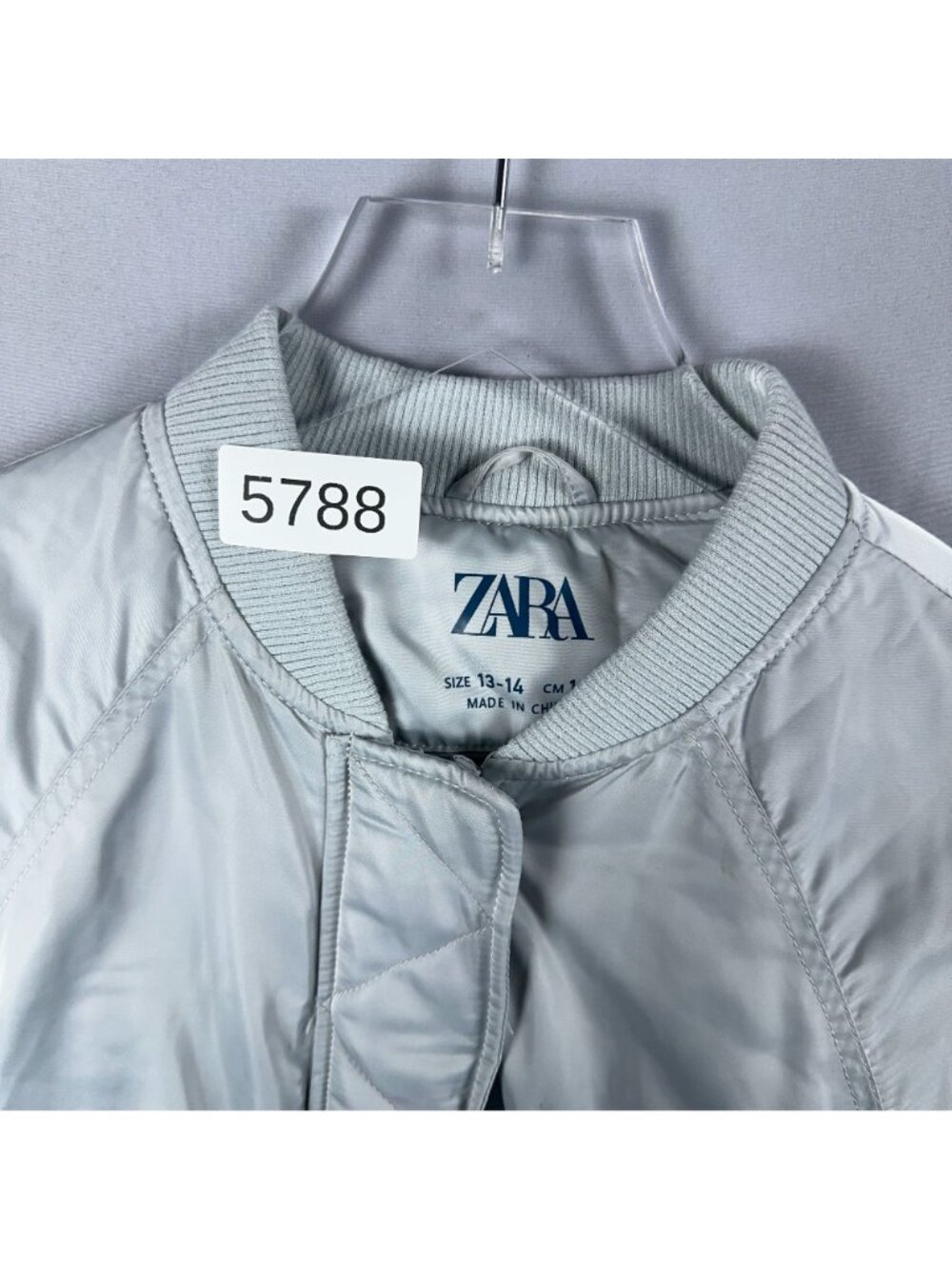 Zara Bomber Jacket Kids Size 13-14 Silver Zipper Utility Pocket Left Sleeve - Picture 11 of 11